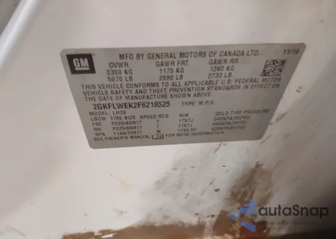 2015 GMC Terrain Sle-2 z USA, uszkodzony, nr VIN 2GKFLWEK2F6218525